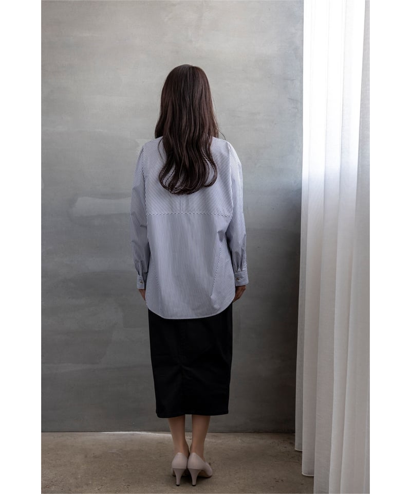 日本製 サステナブル オーバーサイズストライプシャツ | el.Meray