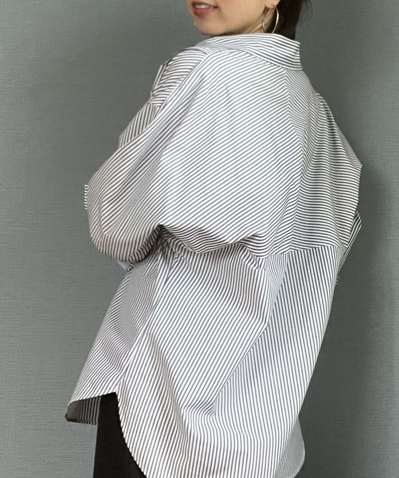 日本製 サステナブル オーバーサイズストライプシャツ | el.Meray