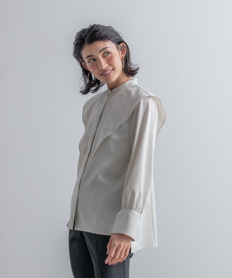 日本製 サステナブル ケープカラーブラウス 長袖 | el.Meray