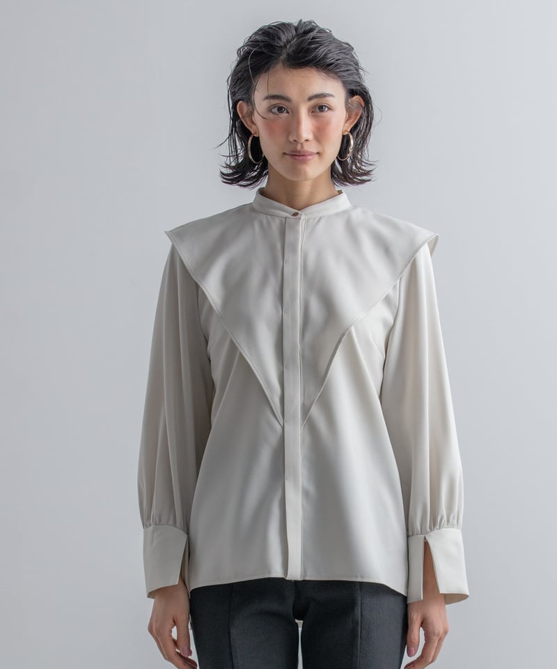 日本製 サステナブル ケープカラーブラウス 長袖 | el.Meray