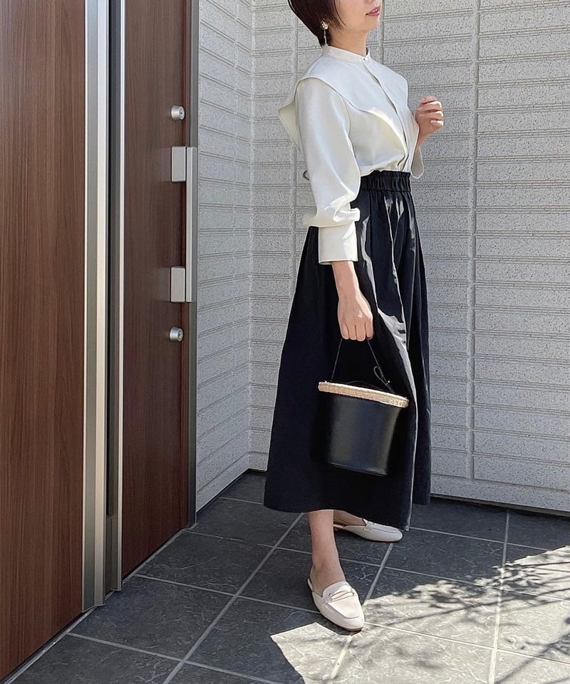 日本製 サステナブル ケープカラーブラウス 長袖 | el.Meray