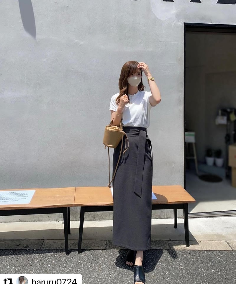 日本製 リネンライク ハイウエストタイトスカート | el.Meray