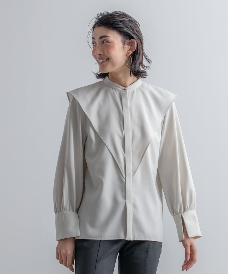 日本製 サステナブル ケープカラーブラウス 長袖 | el.Meray