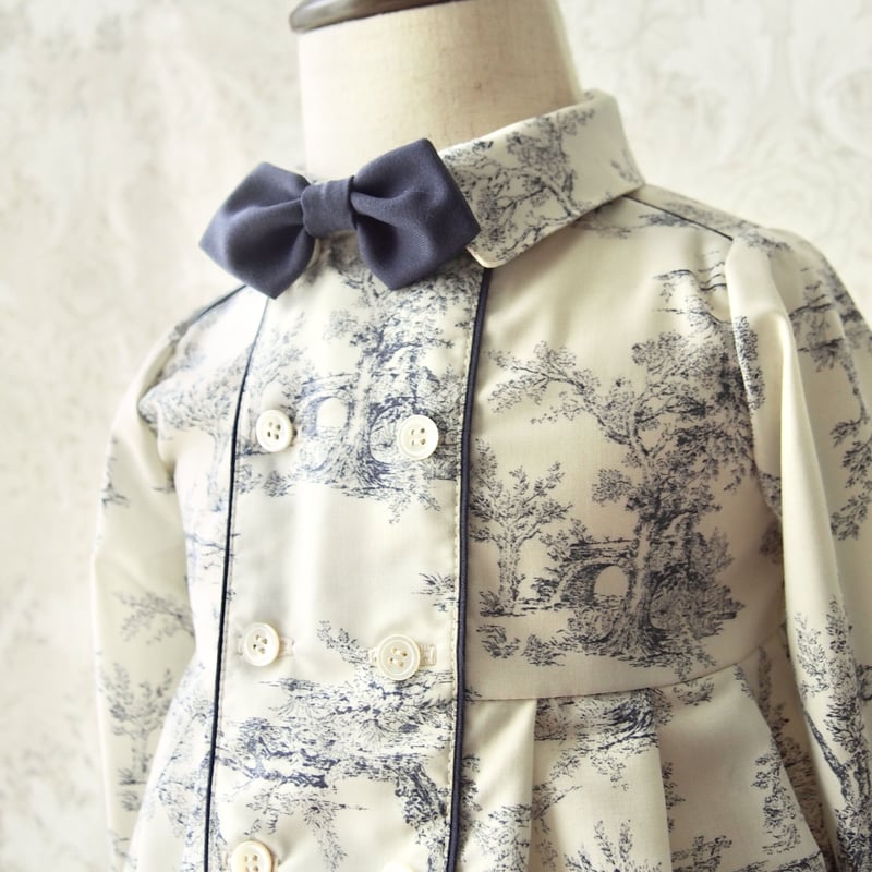 王子様ロンパース 【 花柄ジャガード / Navy・Cream 】 | comorinoe