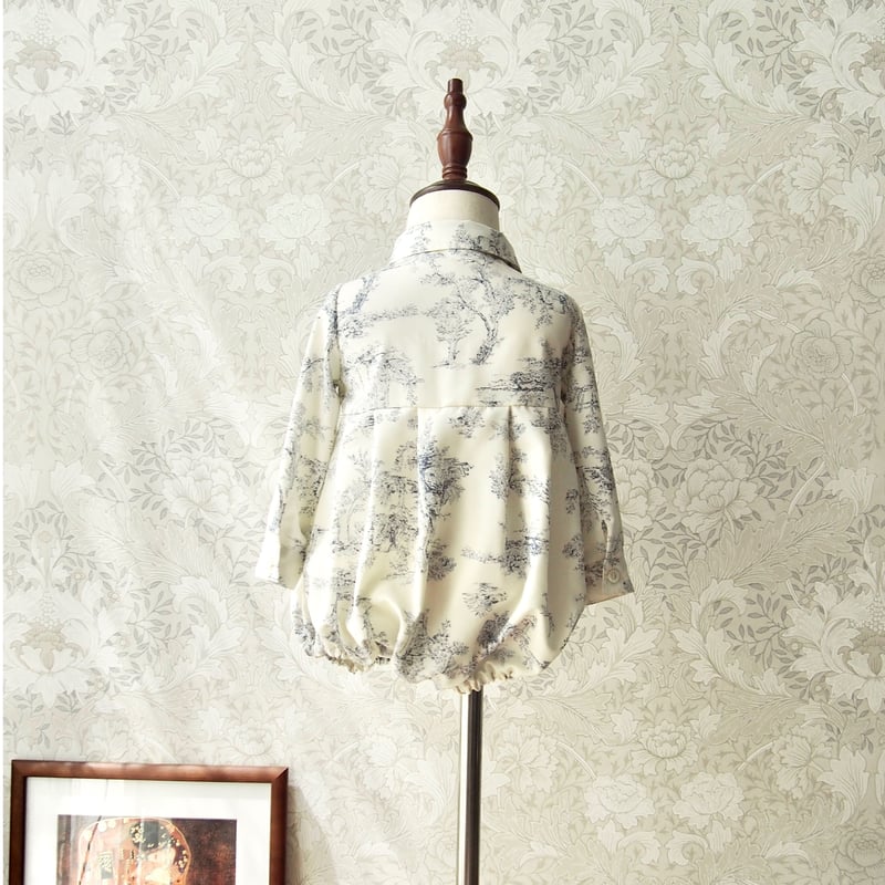 王子様ロンパース 【 花柄ジャガード / Navy・Cream 】 | comorinoe