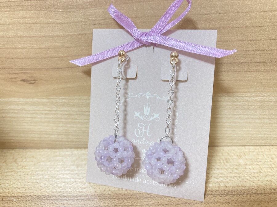 ガーネット ＆淡水パール Wキャッチピアス 14kgf【 神聖幾何学