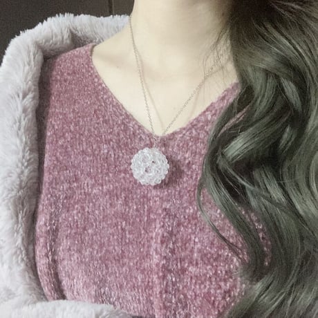 神聖幾何学フラーレン水晶ネックレス（4mm玉）ぷちたま☆