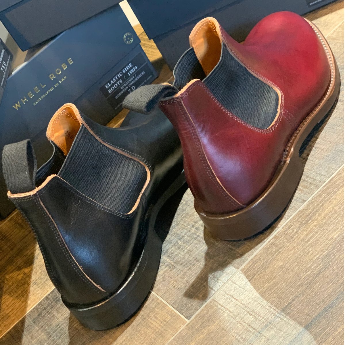 WHEEL ROBE #15074 サイドエラスティックブーツ ブラック | LEATHER 