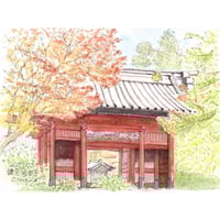 New//水彩画 北鎌倉浄智寺の鐘楼門 | C.Nagata Gallery
