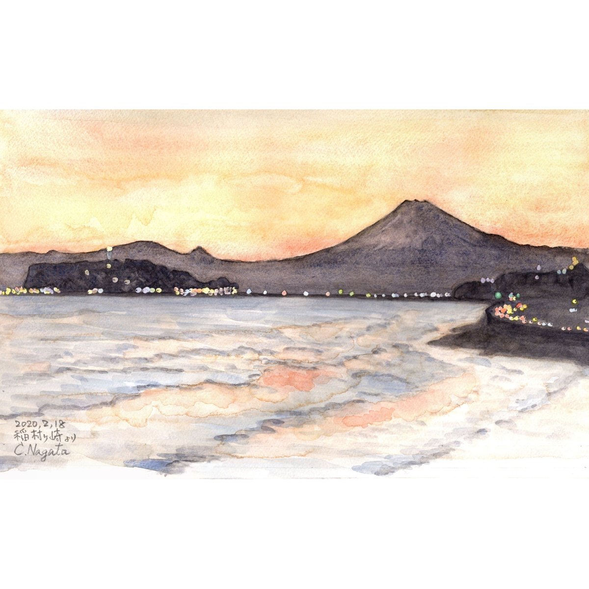 黄昏の樹(size13x18)原画 水彩画 黄昏の樹(size13x18)原画 水彩画