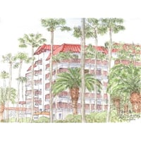 水彩画 (北鎌倉浄智寺)額縁付き New//水彩画 北鎌倉浄智寺の枝垂れ桜 | C.Nagata Gallery