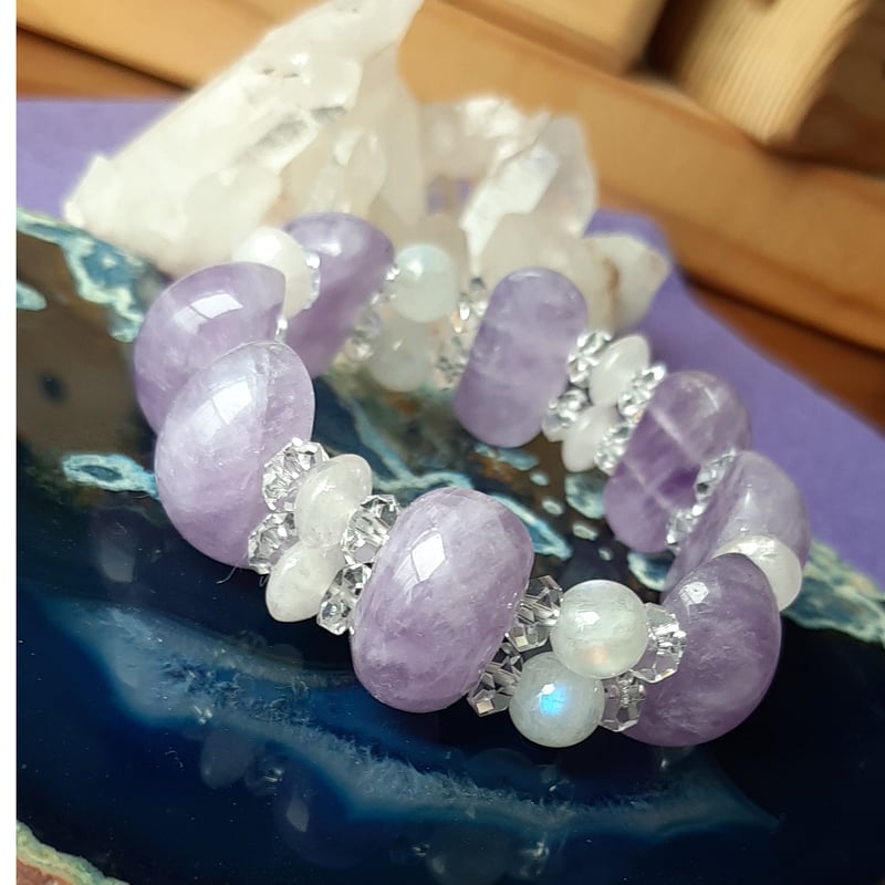 マニカラン クンツァイト ラベンダーアメジスト ローズクォーツ ブレス