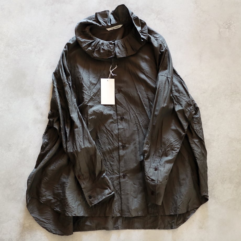 コットンシルクフェイルラッフルカラーバギーシャツ／TOUJOURS | ovede