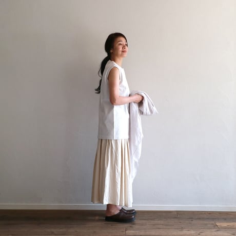 カリファルニアループウィラーコットンスリーブレスビッグポケットTシャツ／TOUJOURS