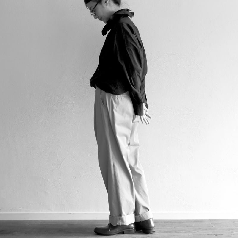 コットンシルクフェイルラッフルカラーバギーシャツ／TOUJOURS | ovede