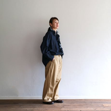 6.5OZ.オリジナルコットンデニムラッフルシャツ／TOUJOURS