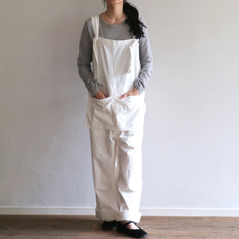 Drawer　ドゥロワー　ホワイトデニムオーバーオール　38　オールインワン Drawerドゥロワーホワイトデニムオーバーオール38オールインワン