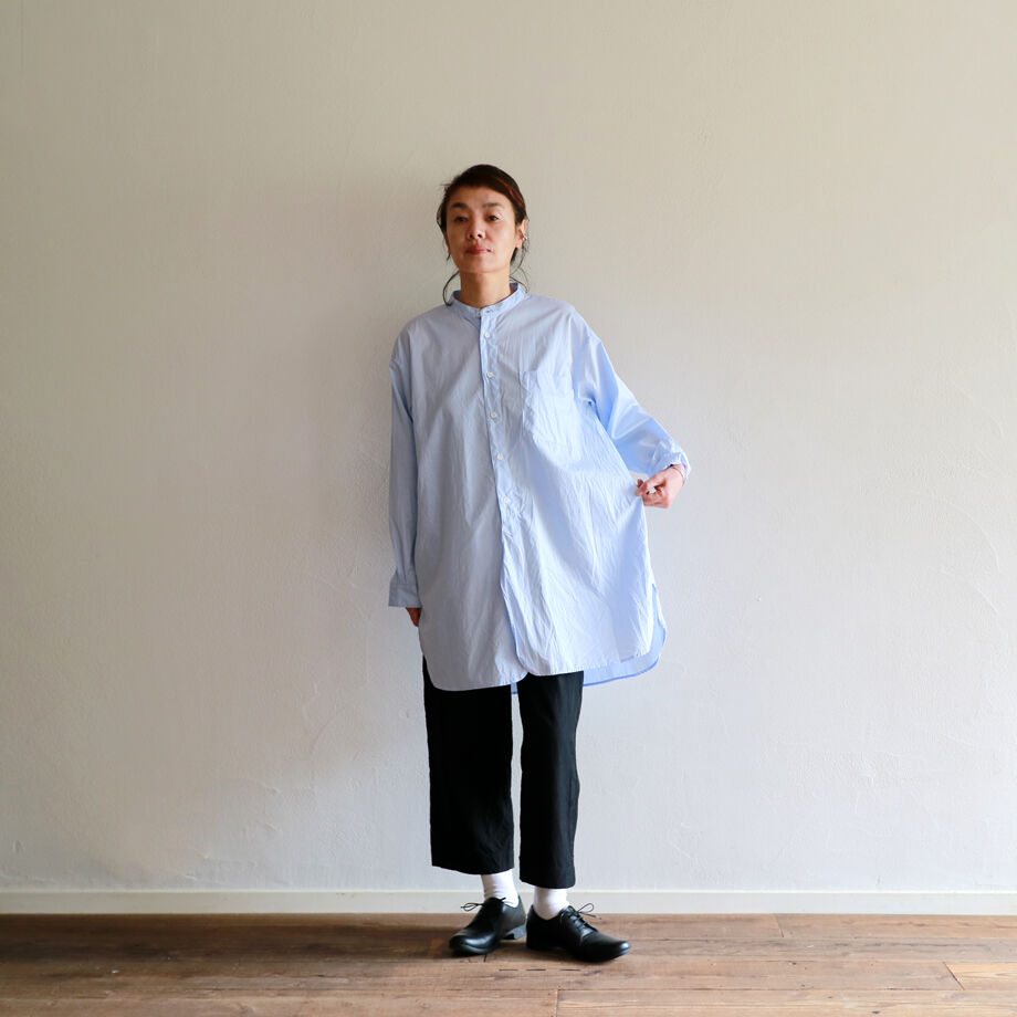 オリジナルコットンポプリンクラッシックバンドカラーシャツ／TOUJOURS  