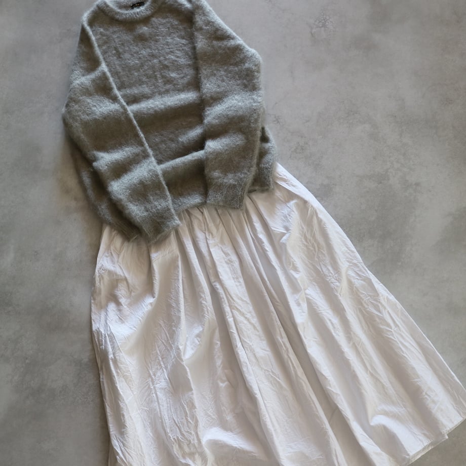 コットンシルクフェイルランダムプリーテッドマキシスカート／TOUJOURS