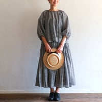 コットンシルクギンガムチェックギャザースカート／R&D.M.Co-