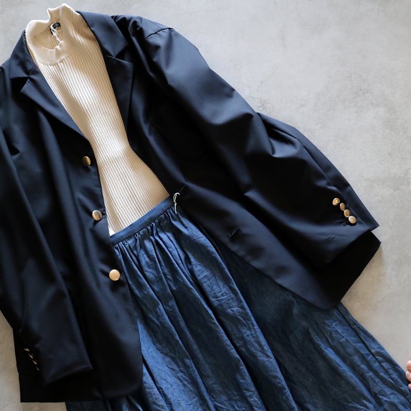 toujoursトゥジューデニムランダムプリーテッドマキシスカートサイズ2 6.5oz.オリジナルコットンデニムランダムプリーテッドマキシスカート