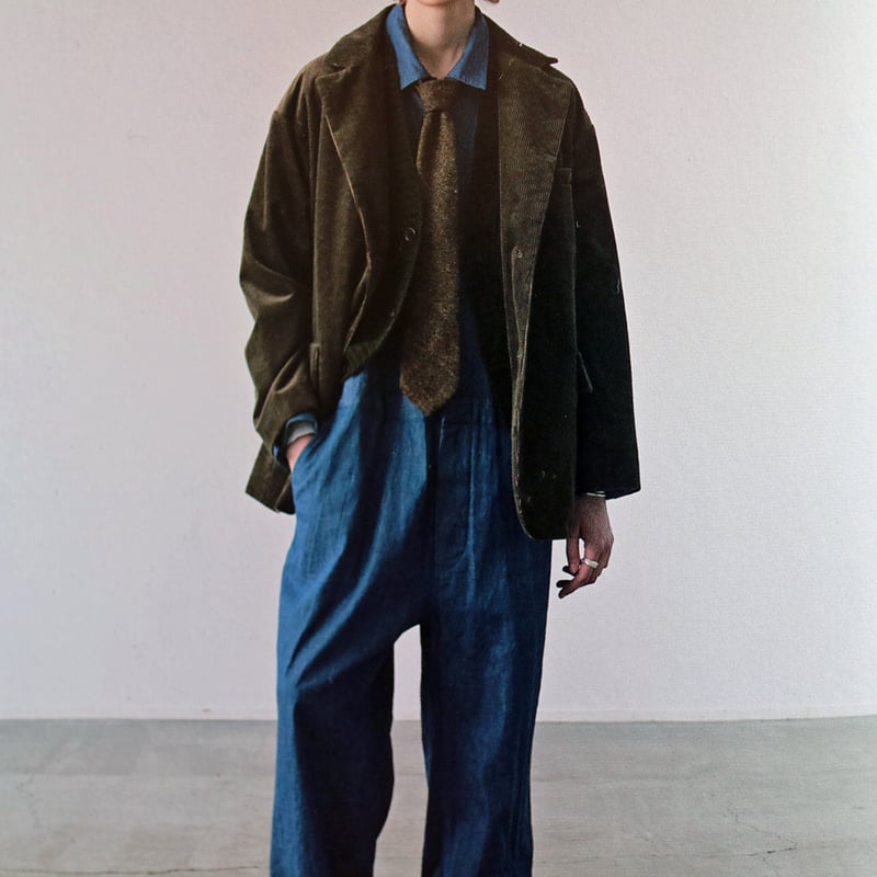 コットンワイドウエールコーディロイオーバーサイズ1＋2ボタンサック