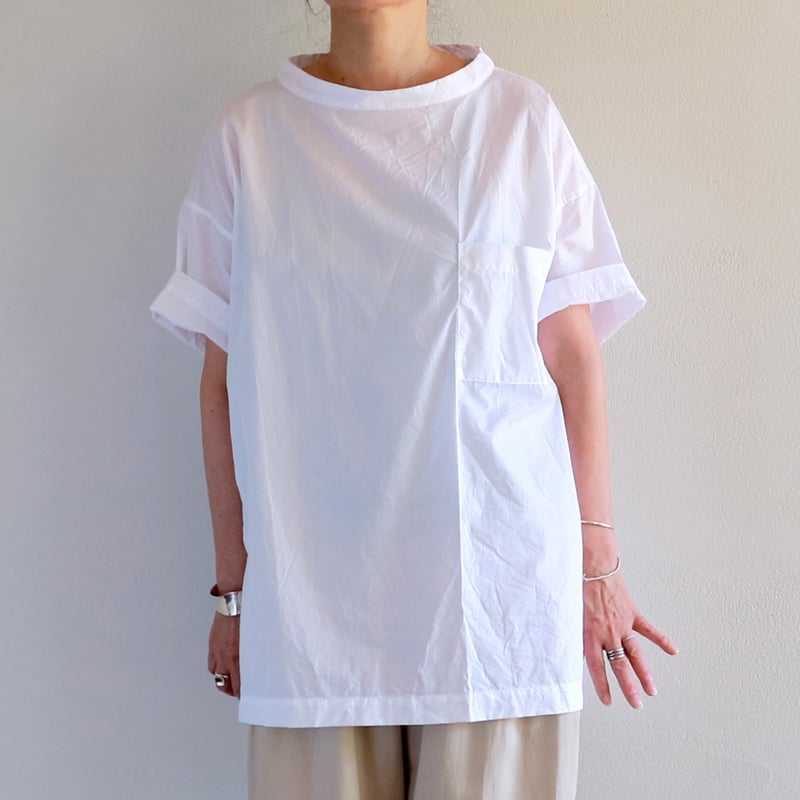 2024 TOUJOURSトゥジュー☆リンクルコットンポケットビッグTシャツ2白 2024 TOUJOURSトゥジュー☆リンクルコットンポケットビッグT