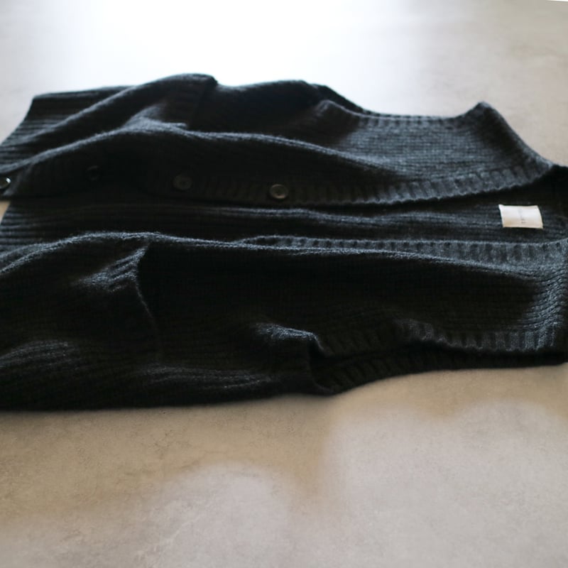エクストラファインピュアカシミアリブステッチカーディガンベスト