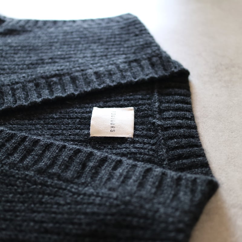 エクストラファインピュアカシミアリブステッチカーディガンベスト