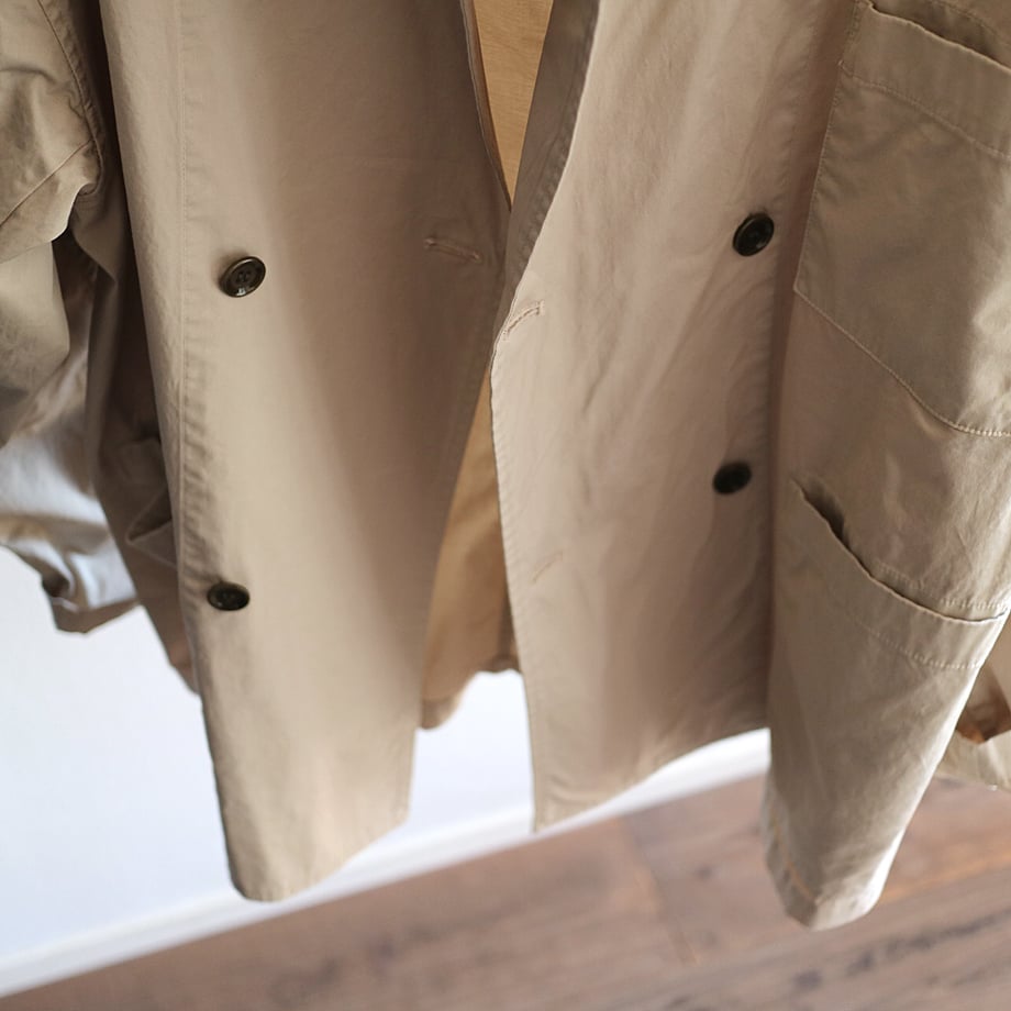 24AW TOUJOURS トゥジュー　ダブルブレストサックジャケット 白 TOUJOURS トゥジュー ガーメントダイコットン ストレッチギャバジン