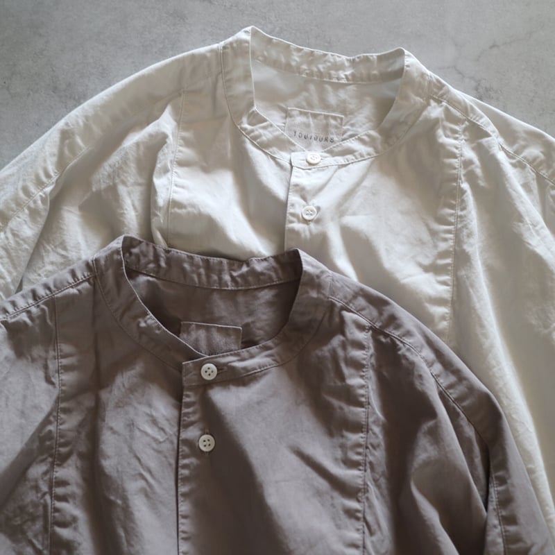 ガーメントダイオーガニックコットンポプリンタキシードロングシャツ