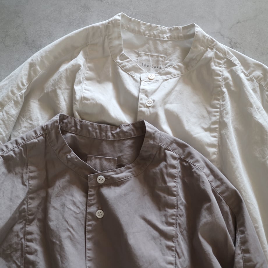 ガーメントダイオーガニックコットンポプリンタキシードロングシャツ