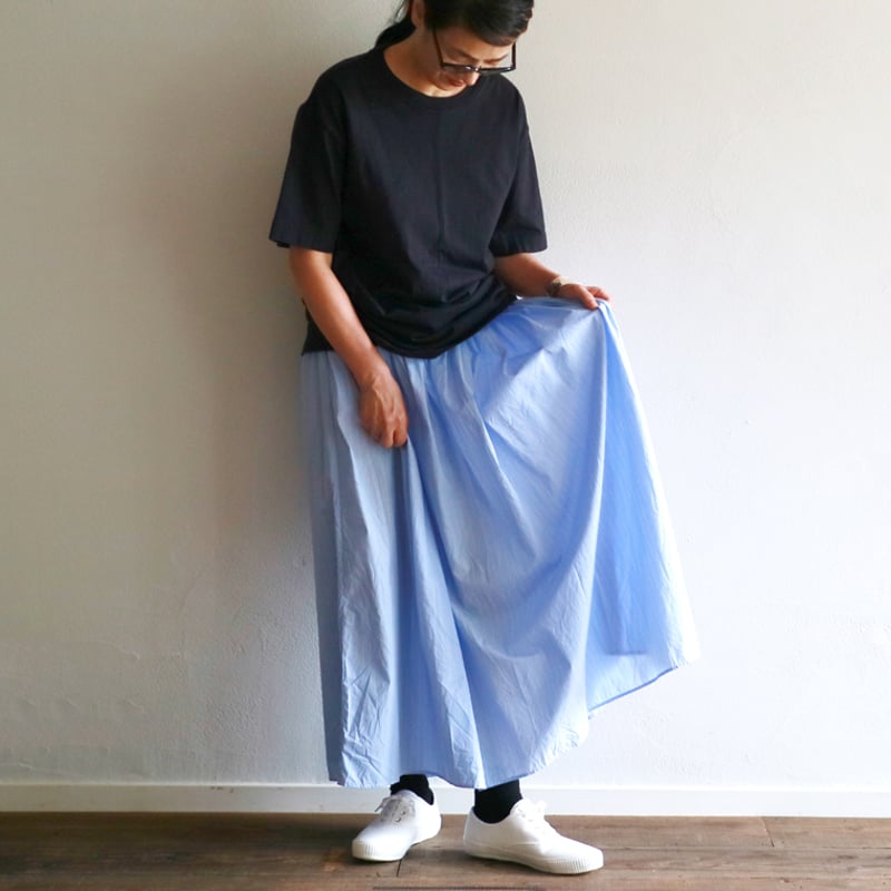 TOUJOURS マキシ丈スカート ファインヤーンコットンランダムプリーテッドマキシスカート