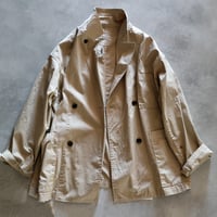 ガーメントダイコットンストレッチギャバジンダブルブレストサックジャケット／TOUJOURS