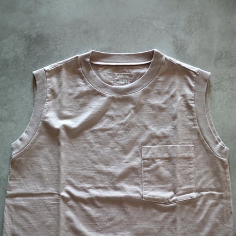 カリファルニアループウィラーコットンスリーブレスビッグポケットTシャツ／TOUJOURS