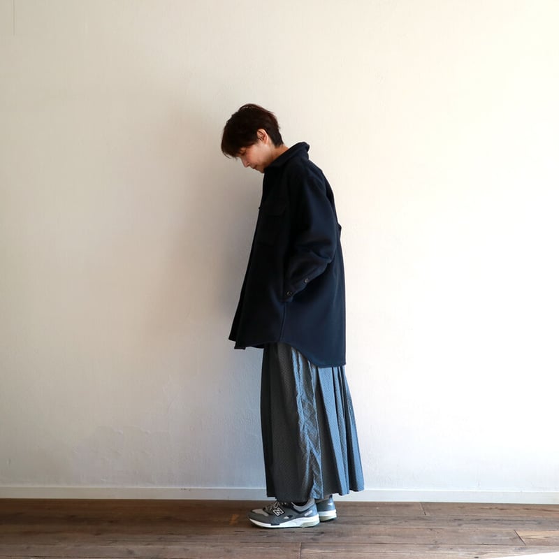 コットンチンスプリントランダムプリーテッドマキシスカート