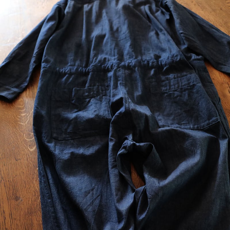 8oz.ワークデニムルーズフィットストリングオールインワン／TOUJOURS