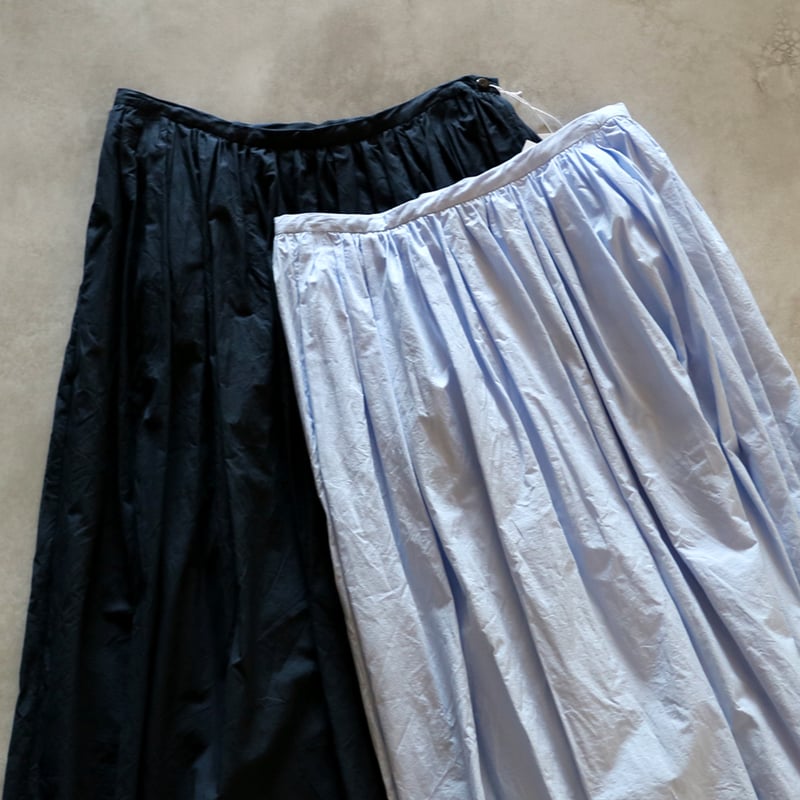 toujoursトゥジューデニムランダムプリーテッドマキシスカートサイズ2 6.5oz.オリジナルコットンデニムランダムプリーテッドマキシ