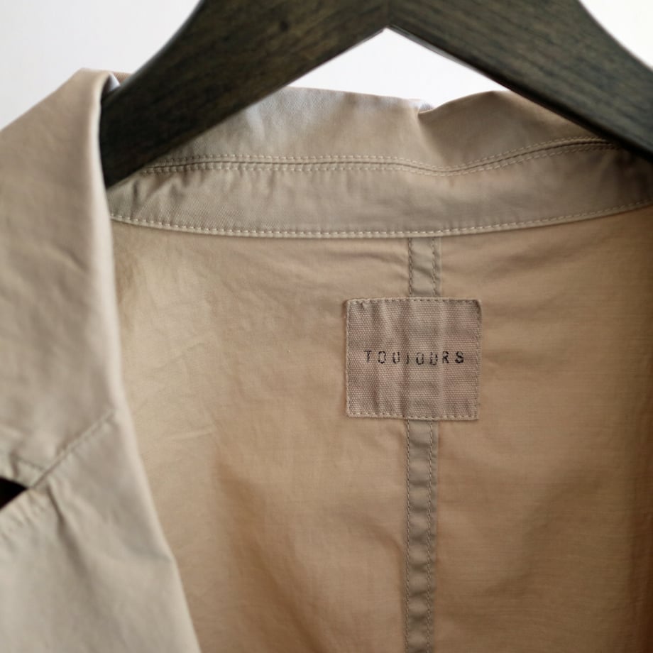 24AW TOUJOURS トゥジュー　ダブルブレストサックジャケット 白 TOUJOURS トゥジュー ガーメントダイコットン ストレッチギャバジン