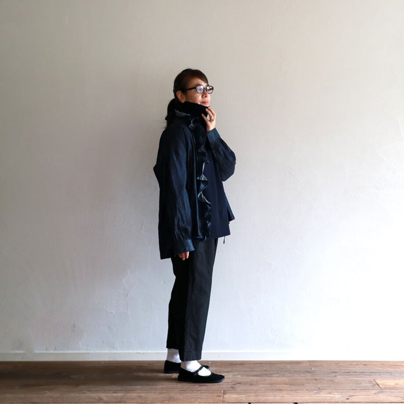 6.5OZ.オリジナルコットンデニムラッフルシャツ/TOUJOURS | ovede