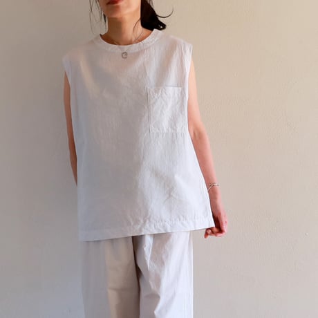 ファインカウントリネンコットンポケットビッグタンクシャツ／TOUJOURS