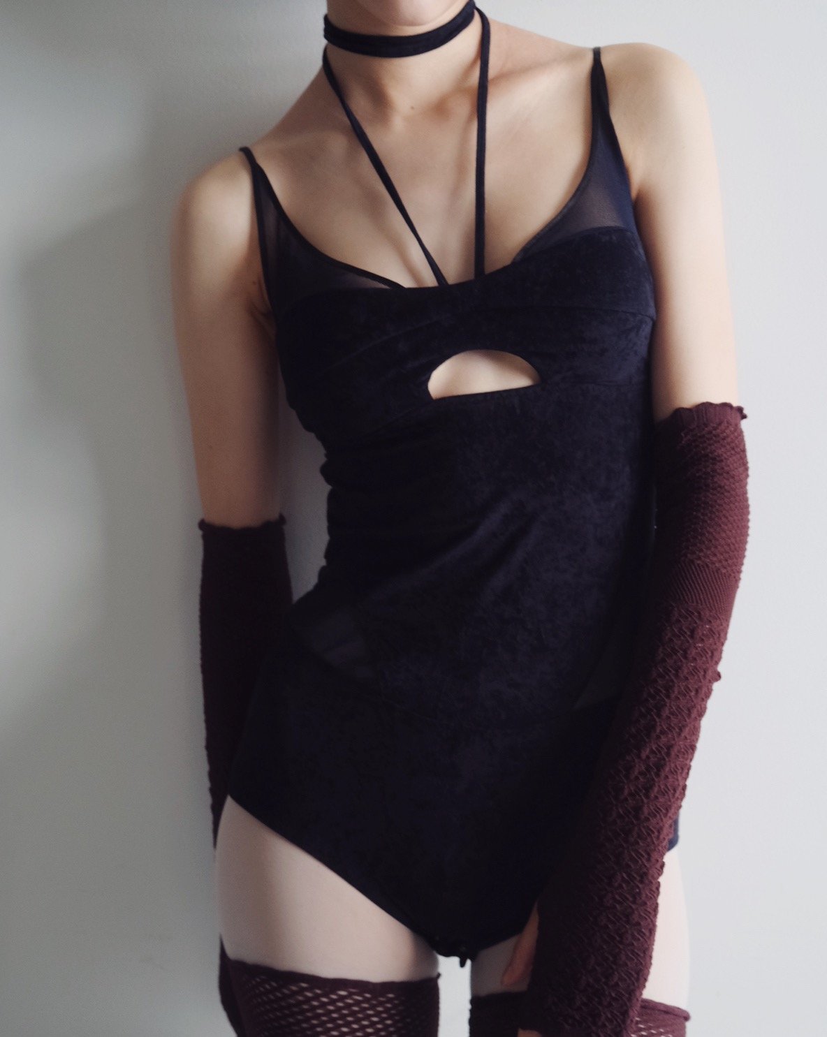 FETICO × JURK / SHEER PANEL VELVET BODYSUIT | J