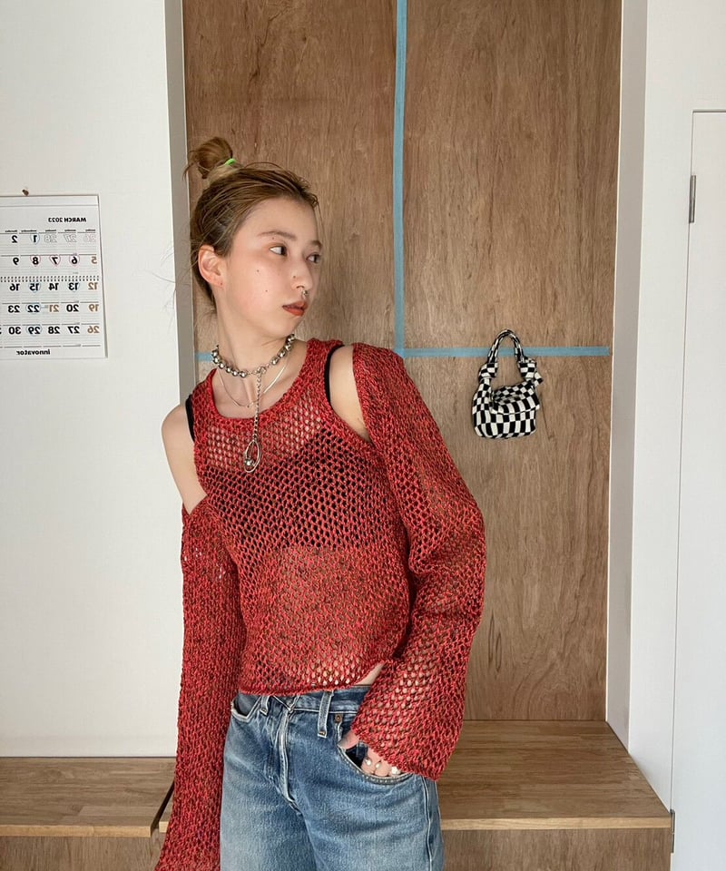 little suzie メッシュ　ニットボレロ　新品未使用 little $uzie / cotton gima mesh knit bolero | J