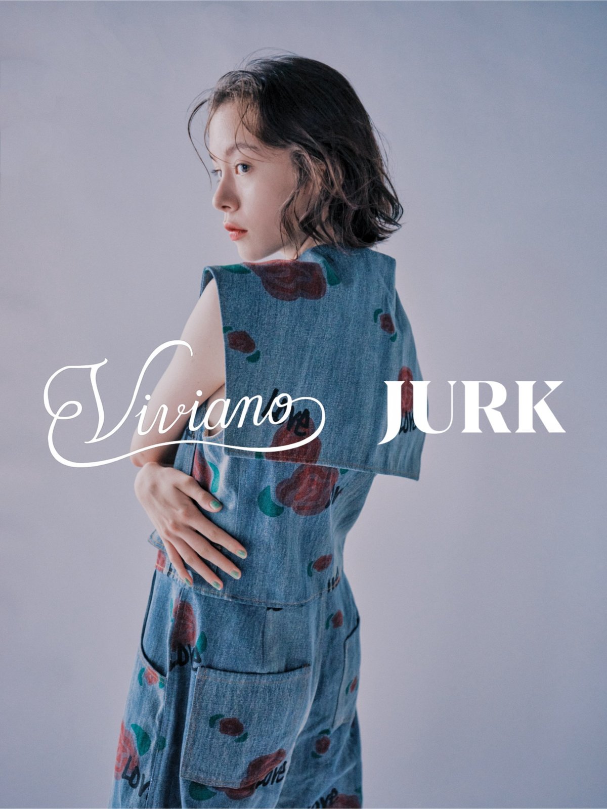 ワンピース VIVIANO X JURK exclusive collection VIVIANO×JURK / rose print denim jumpsuit | JURK