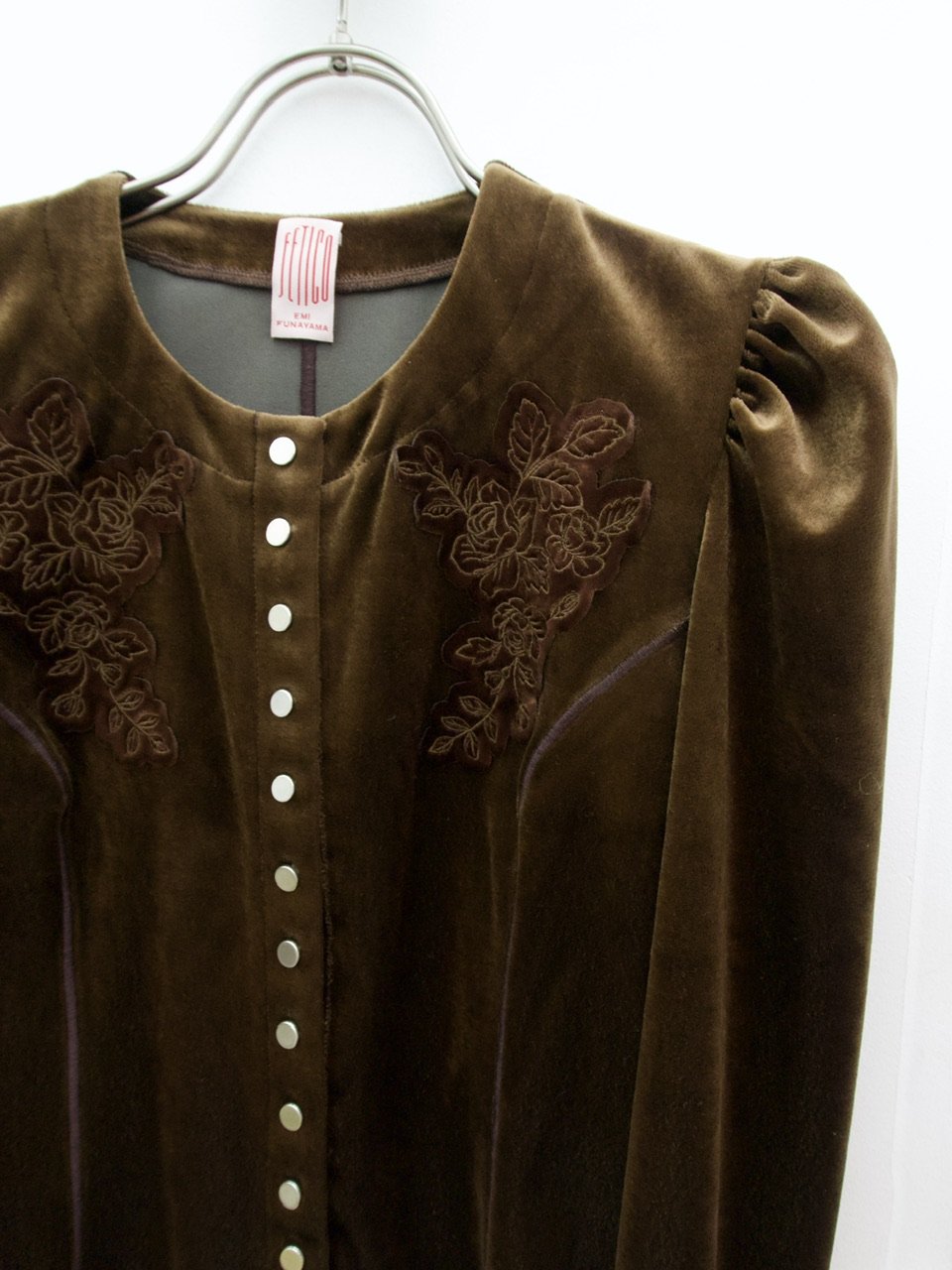 FETICO / Rose-Embroidered Velour Cardigan | JUR FETICO / Rose-Embroidered Velour Cardigan | JUR