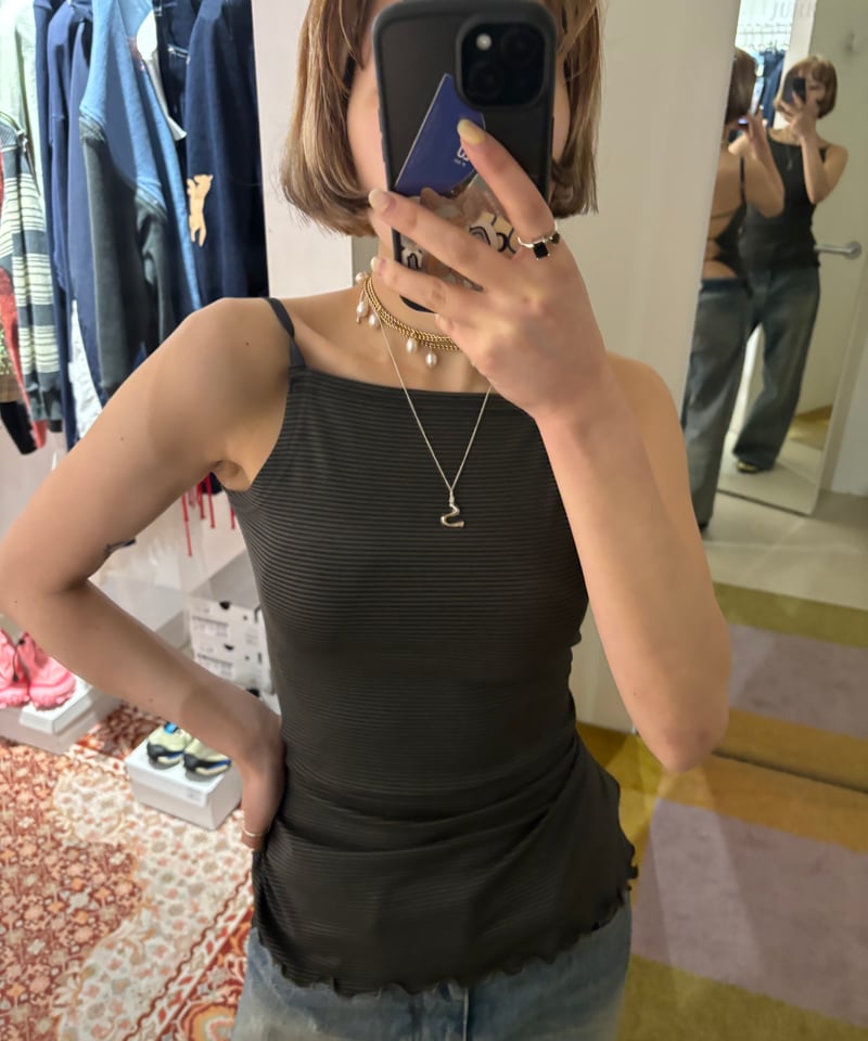 fumie tanaka plain line cami グレー ブラトップ fumie tanaka plain line cam グレー