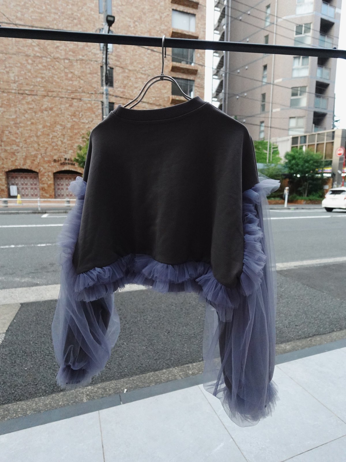 VIVIANO × JURK / Cropped Tulle Sweatshirt(gray)