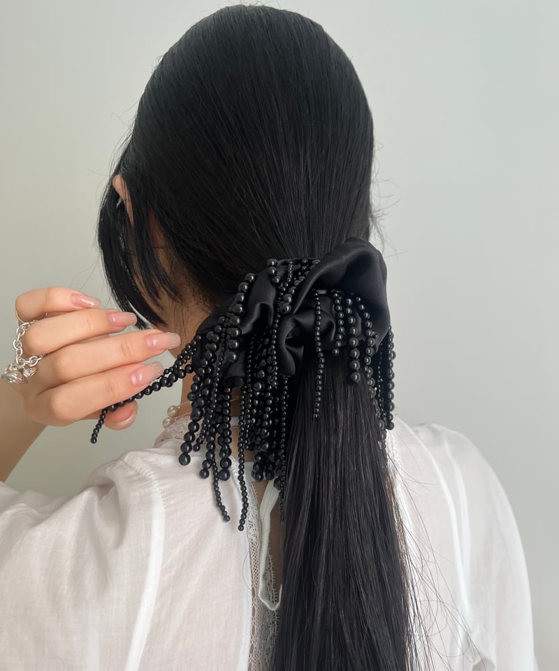 Heyep / Silk Beaded Fringd Scrunchie | JURK sho