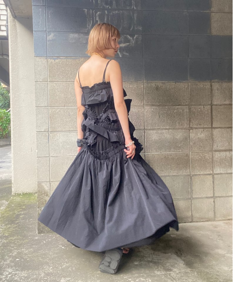 【HOUGA】kiki frill dress (black)