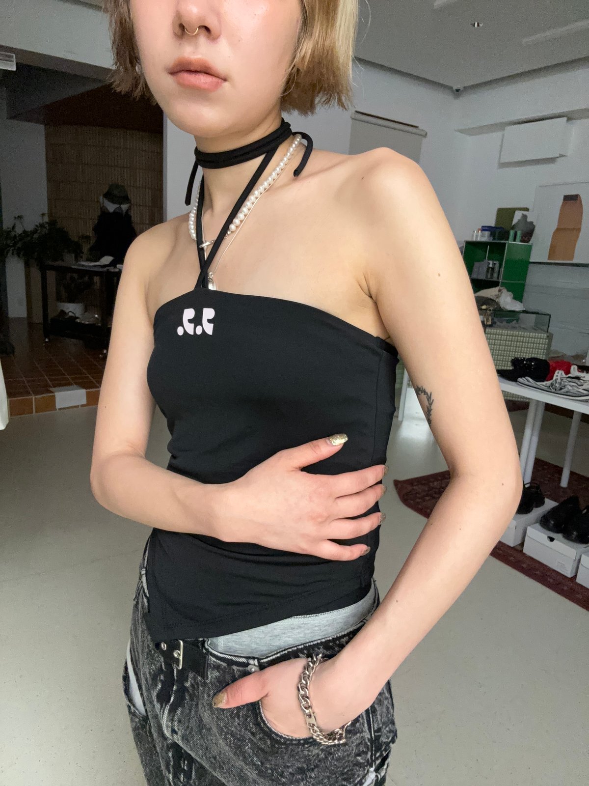 トップス Rest & Recreation RR BOLERO + HALTER TOP RR)Rest & Recreation / bolero + halter top | J